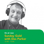 Sunday Gold with Des Parker wearing headphones